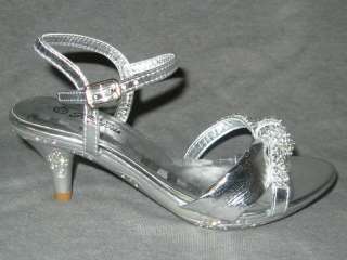 New Silver Dress Shoes With Rhinestones For Toddler Girls Sz 12 