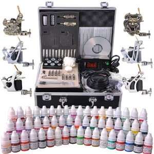  Tattoo Kit 6 Gun 10 Wrap Coil LCD Power Supply 54 Color 