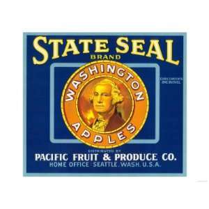 State Seal Apple Label   Seattle, WA Collections Premium Poster Print 