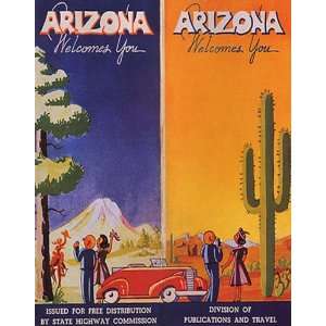  ARIZONA WELCOMES VACATION TRAVEL TOURISM VINTAGE POSTER 