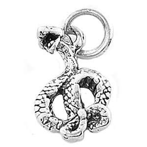  Sterling Silver One Sided Cobra Snake Charm Jewelry
