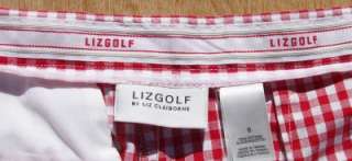 NEW Misses LIZGOLF Liz Claiborne Red Check Shorts Sz 6  