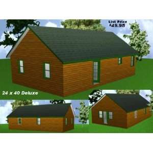  24x40 Deluxe Cabin Plans Package, Blueprints, Material 