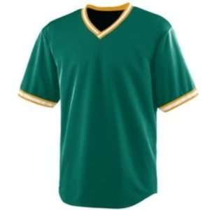 Wicking V Neck Baseball Youth Jersey Green/Gold/White   Large  