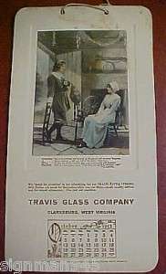 1913 OCT. TRAVIS GLASS CO. CLARKSBURG W VA. CALENDAR  