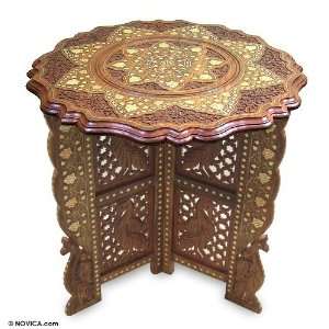  Brass inlay accent table, Star of India