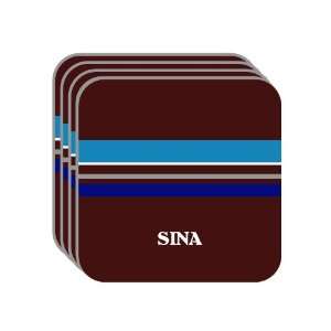 Personal Name Gift   SINA Set of 4 Mini Mousepad Coasters (blue 