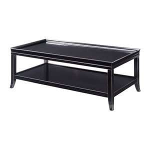  Talia Black Lacquered Wood Coffee Table Large 2 Tier 