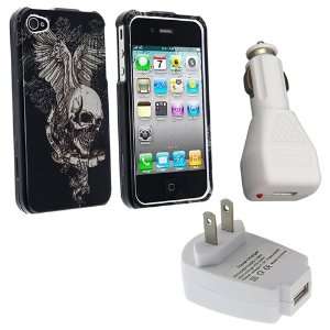 Skull Wing Snap on Case + USB Travel Home, Vehicle Car Charger Adapter 