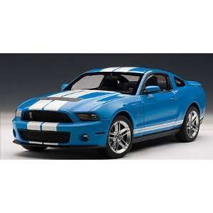 2010 Ford Shelby Mustang GT500 Grabber Blue With White Stripes 1/18 by 