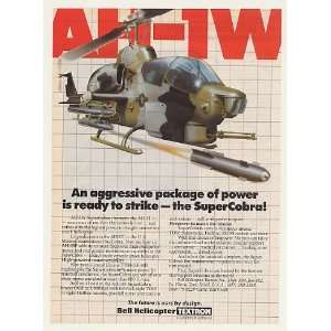  1986 Bell AH 1W SuperCobra Military Helicopter Print Ad 