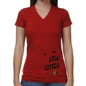  San Diego State Aztecs Ladies Paint Strokes V Neck T Shirt 