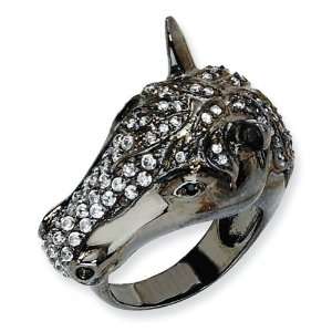  Sterling Silver Antiqued Cz Horse Ring, Size 6 Cheryl M 