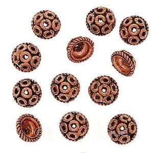  Real Copper Rope Edge Dome Bead Caps 9.5mm (12 Beads 
