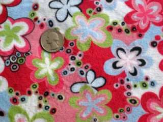 MINKY FABRIC FLOWER POWER BLUE PINK RED FLORAL CUDDLE KNIT SEW 60 
