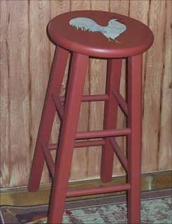 Bar Stool Wood Country Chicken Rooster Kitchen Painted white  