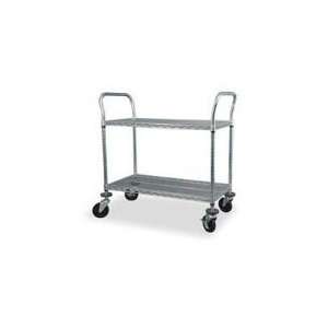 Industrial Wire Rack Shelving 2 Shelf Wheeled Storage and Display Cart 