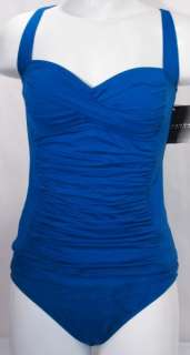 La Blanca Blue Halter Shirred Tankini Swimsuit Two Piece 8 NWT $148 
