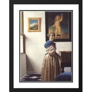 Vermeer, Johannes 28x36 Framed and Double Matted Young Woman Standing 