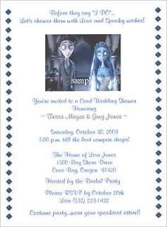 Corpse Bride Halloween Bridal Shower Invitations Labels  