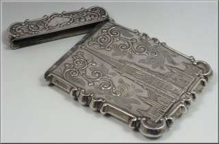 19th Century Coin Silver Calling Card Case w/ Relief Church Buildings 