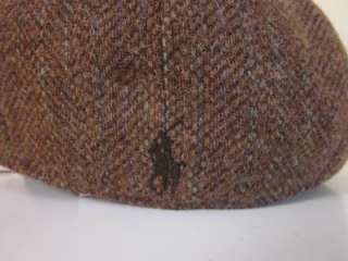 Ralph Lauren Polo Brown Tweed Wool Newsboy Driving Hat Cap S M  