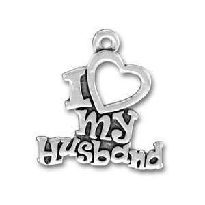   Sterling Silver Charm Pendant I Love My Husband Words Heart Jewelry