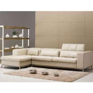  Tosh Furniture Beige Leather Sectional Sofa