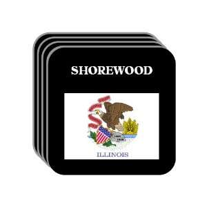  US State Flag   SHOREWOOD, Illinois (IL) Set of 4 Mini 