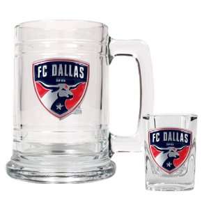 FC Dallas MLS Glass Tankard and Square Shot Glass Set   Primary Team 