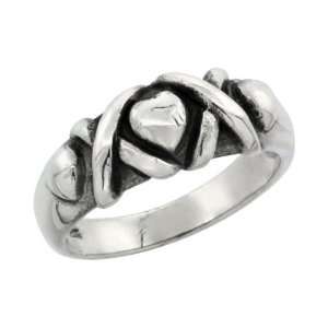  Sterling Silver Hugs & Kisses (XO) Ring, 9/32 in. (7 mm 