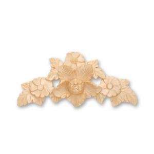 Hand Carved Hard Wood Acanthus Rose Coner Applique, 5 1/4W X 2 1/2H 