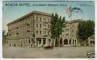 1913 Adv Postcard Acacia Hotel Colorado Springs CO  