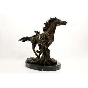  Signed Artist Bronze Horse Mustang Galloping Mane 