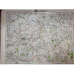    MAP 1891 MANCHESTER ENGLAND SHEFFIELD HALIFAX LEEDS