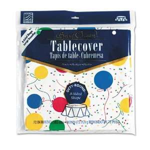  Converting Balloon Pattern Plastic Tablecover, 72 Round 