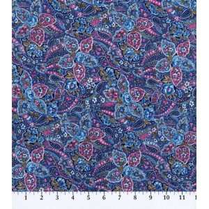 Calico Fabric Blue Pink Paisley