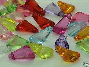 30 Assorted Colours Acrylic Faceted CONE CHARMS  P051B  