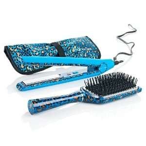  Corioliss C1 Blue Leopard Design Styling Iron with Brush 