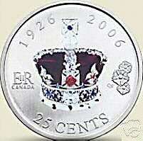 2006 CANADA COLOURED 25 CENT COIN QUEENS 80TH BIRTHDAY  