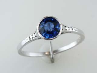   Antique .90ct Kashmir Blue Sapphire Platinum Art Deco Engagement Ring
