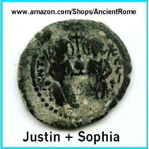  JUSTIN AND SOPHIA ON THRONE. LONG CROSS. THEOUPOLIS MINT 