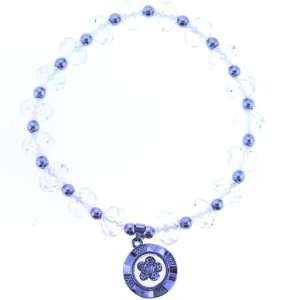   Bracelet with Flower Spinner Charm   Faceted Rondell Beads in 10x7mm