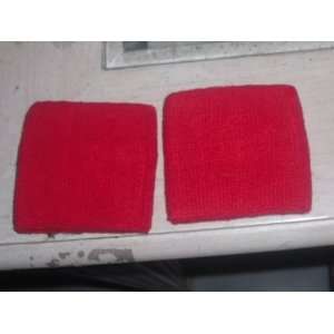  RED TERRY COTTON CLOTH PAIR OF WRISTBANDS   SOLD IN PAIRS 