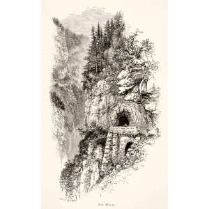  1891 Wood Engraving Whymper Gorge Viamala Via Mala 