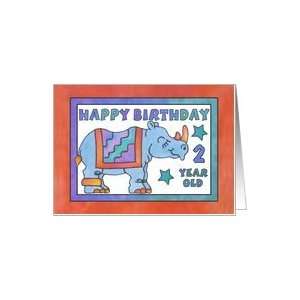  Rhino Baby Blue, Happy Birthday 2 yr old Card Toys 