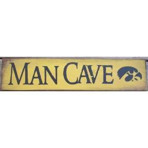  Man Cave Iowa Hawkeye Wood Sign Plaque