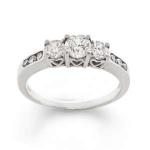 14K White Gold Diamond Past, Present and Future Anniversary Ring (1.00 