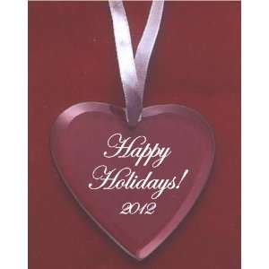  Glass Heart Happy Holidays 2012 Ornament 