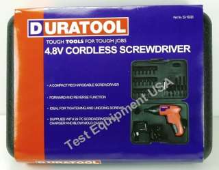 DURATOOL CORDLESS RECHARGEABLE SCREWDRIVER with 24 BITS / CHARGER 
